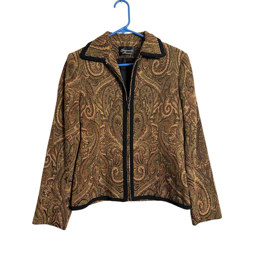 Vintage Giancarlo Ferrari Brocade Jacket 4 Y2K 90s Retro Tapestry Zip Up Baroque